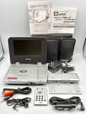 MUSTEK Portable DVD Player 7” Wide Screen, Remote, Battery, Cables, & Carry Bag
